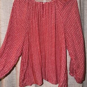 Old Navy Red Geometric Blouse